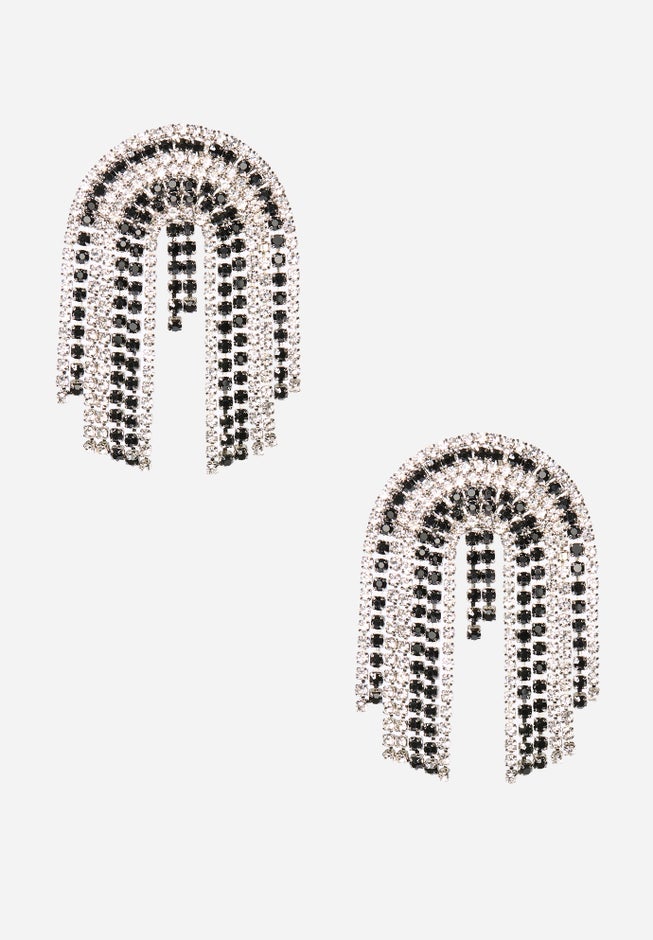 Silver And Black Rainbow Dangle Earrings image number 0