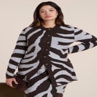  Intarsia Split Hem Cardigan image number null