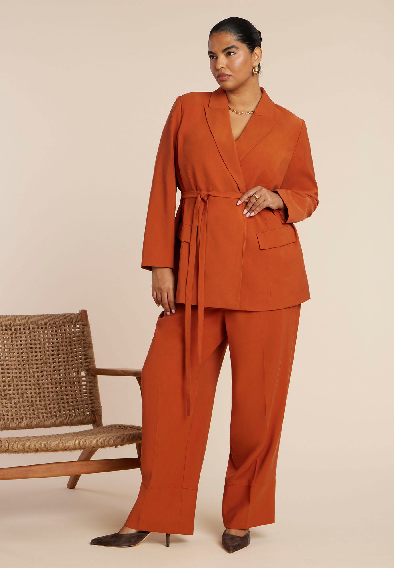 Tie Waist Soft Suiting Blazer image number 2