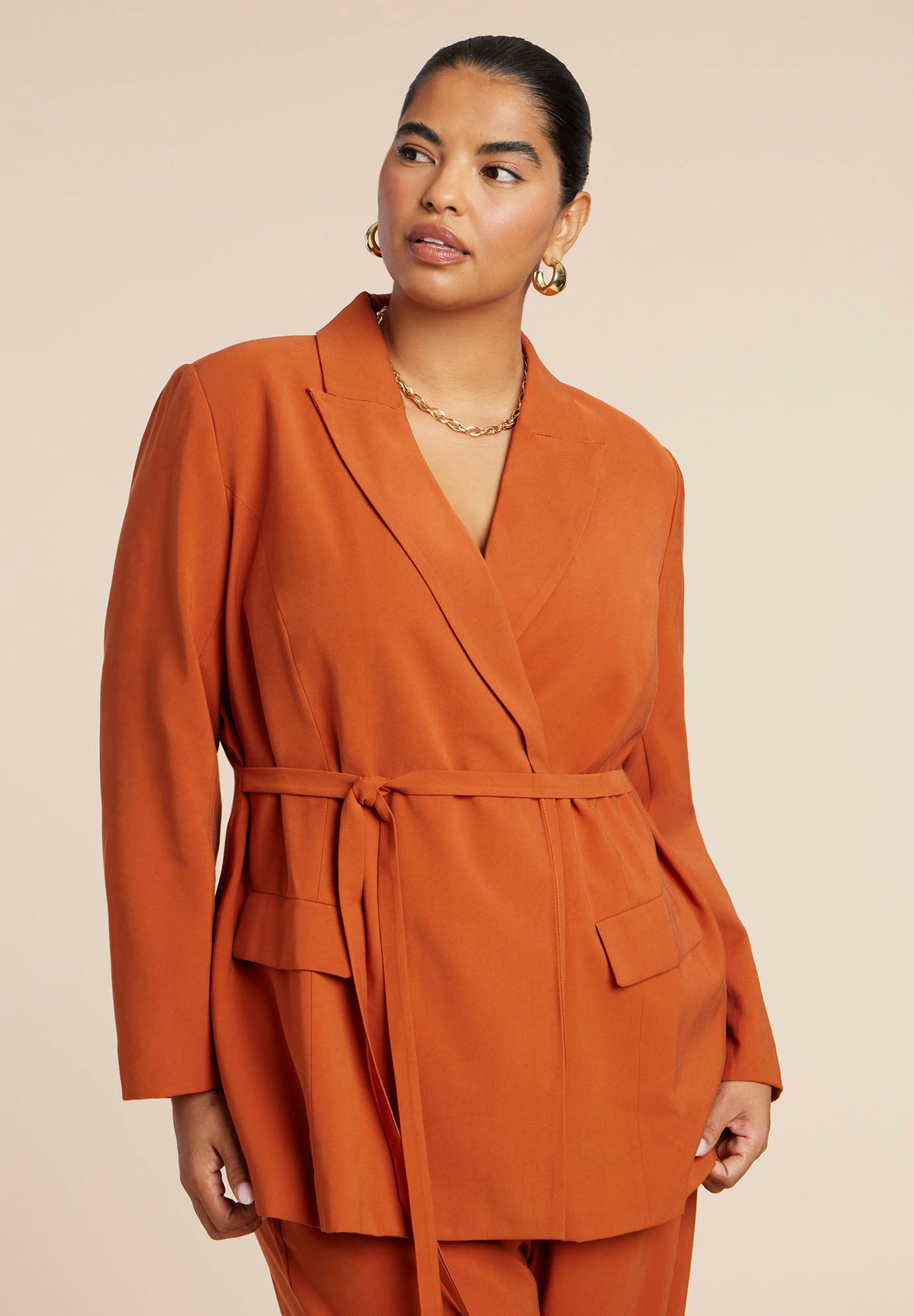 Tie Waist Soft Suiting Blazer image number 0