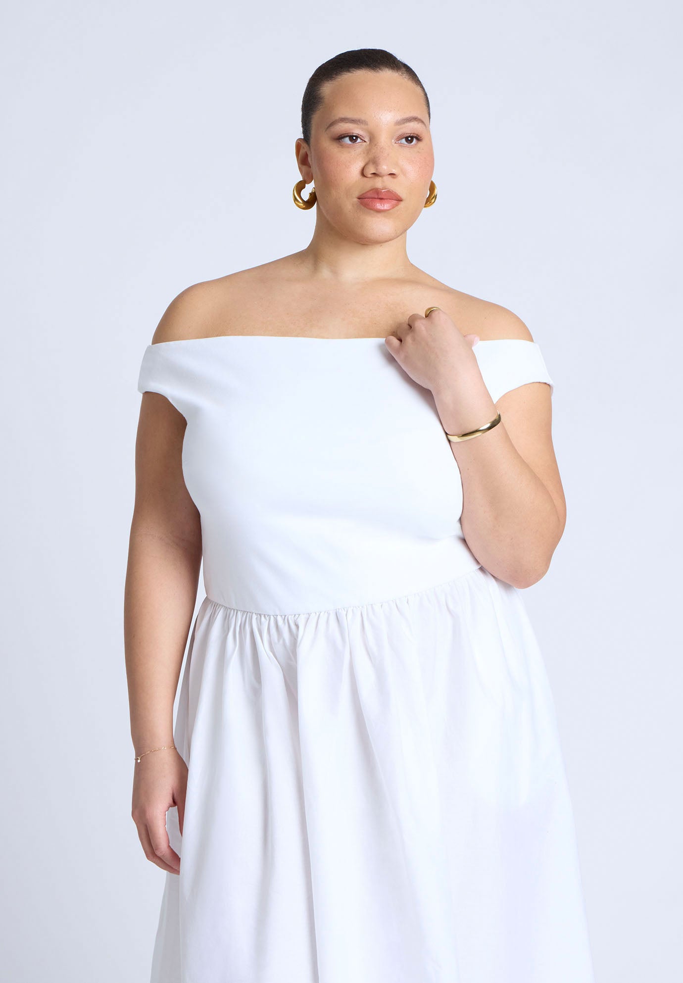 Boat Neck Mixed Fabric Dress image number 2