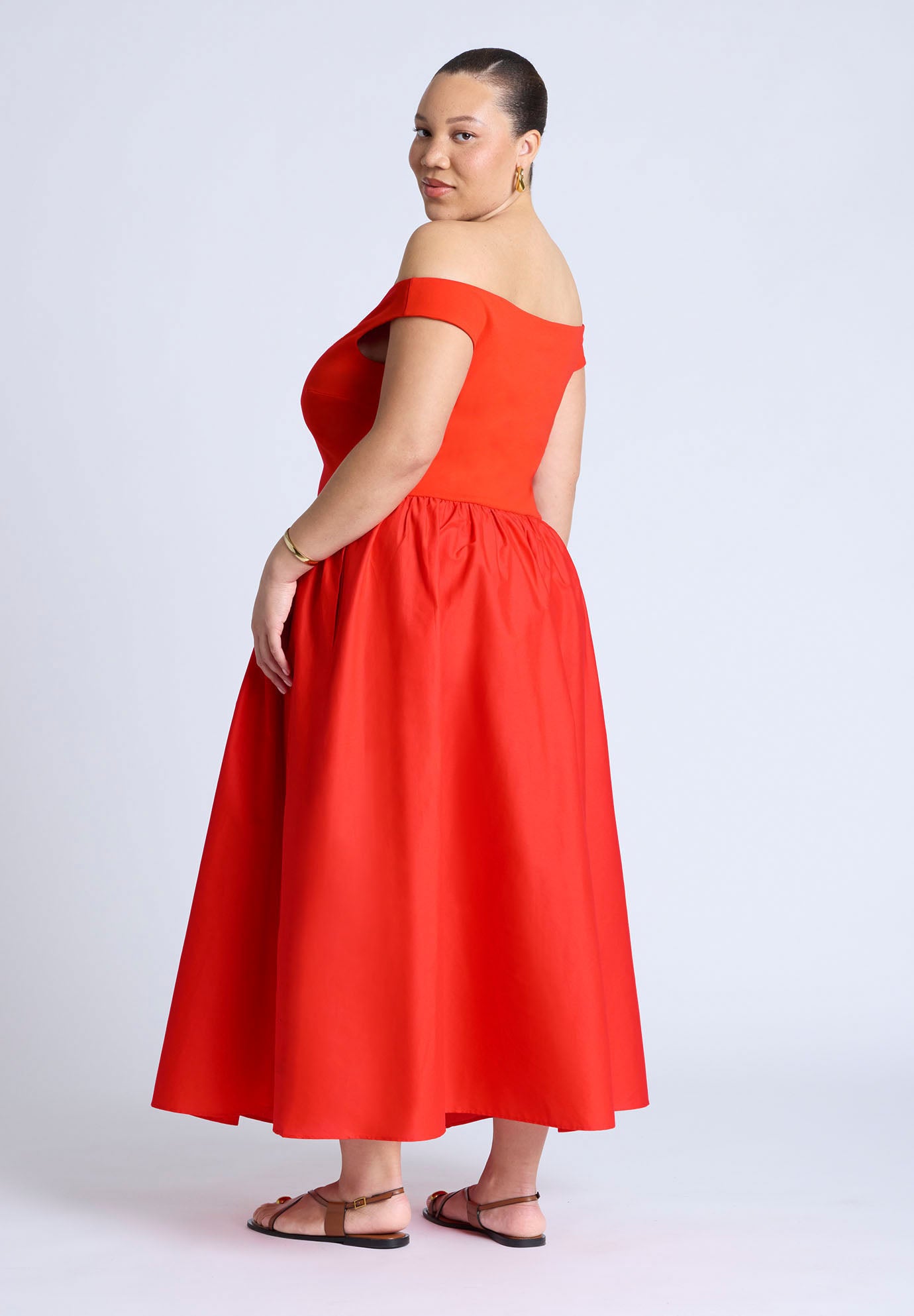 Boat Neck Mixed Fabric Dress image number 1