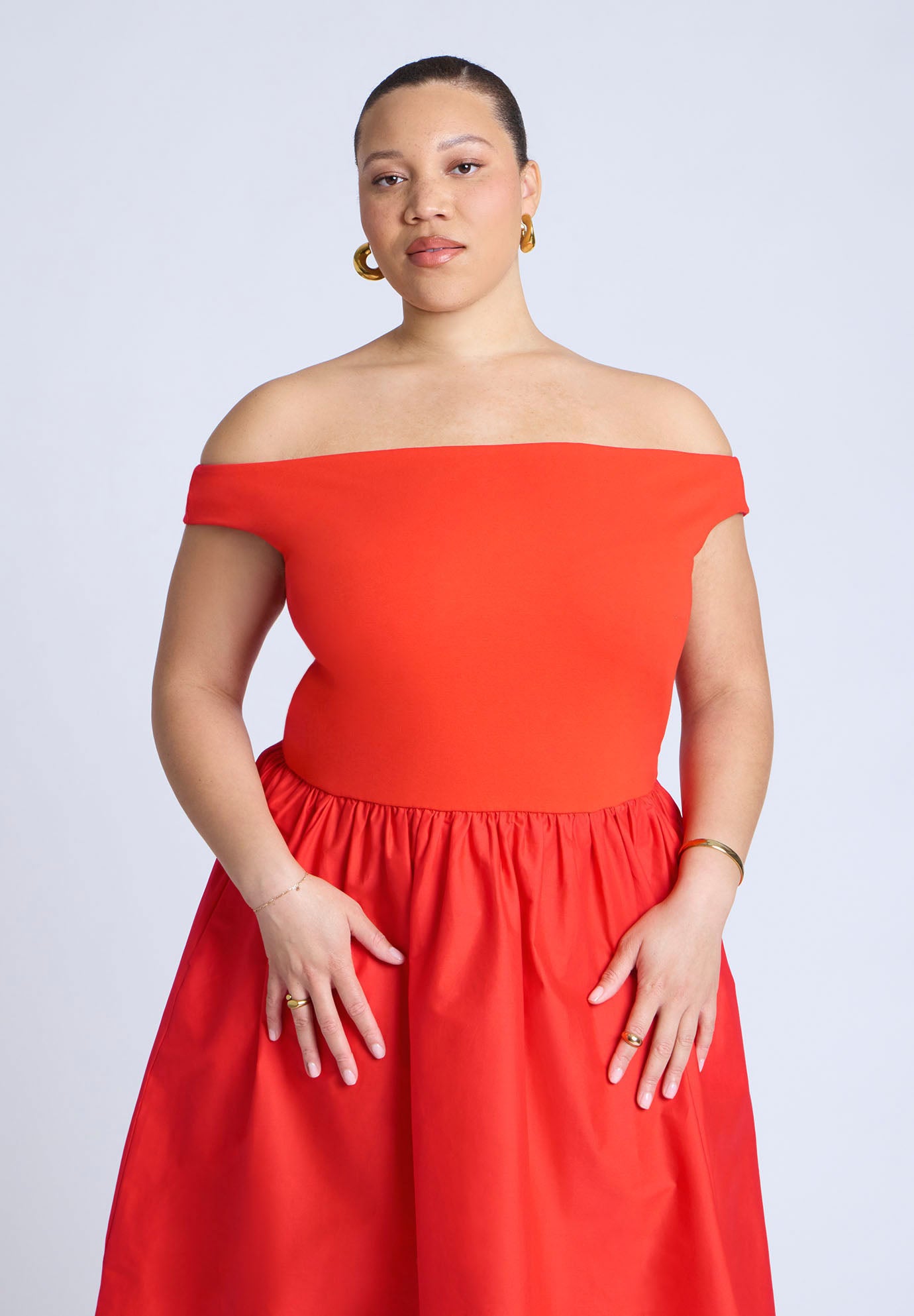 Boat Neck Mixed Fabric Dress image number 2