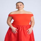 Boat Neck Mixed Fabric Dress image number null