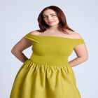 Boat Neck Mixed Fabric Dress image number null