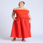 Boat Neck Mixed Fabric Dress image number null