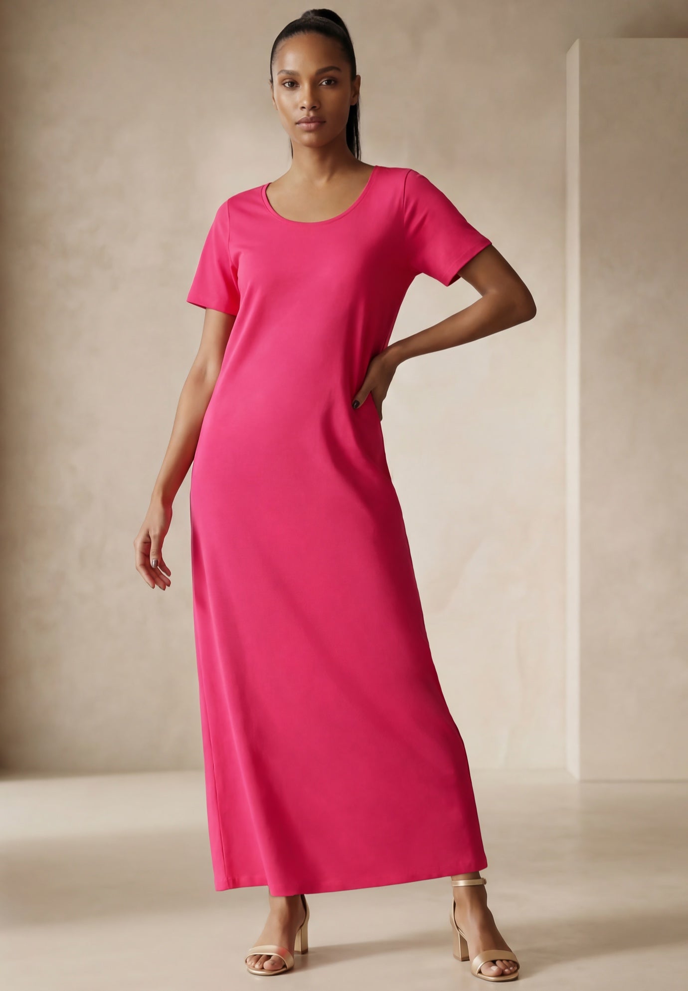 Stretch Cotton T-Shirt Maxi Dress image number 0