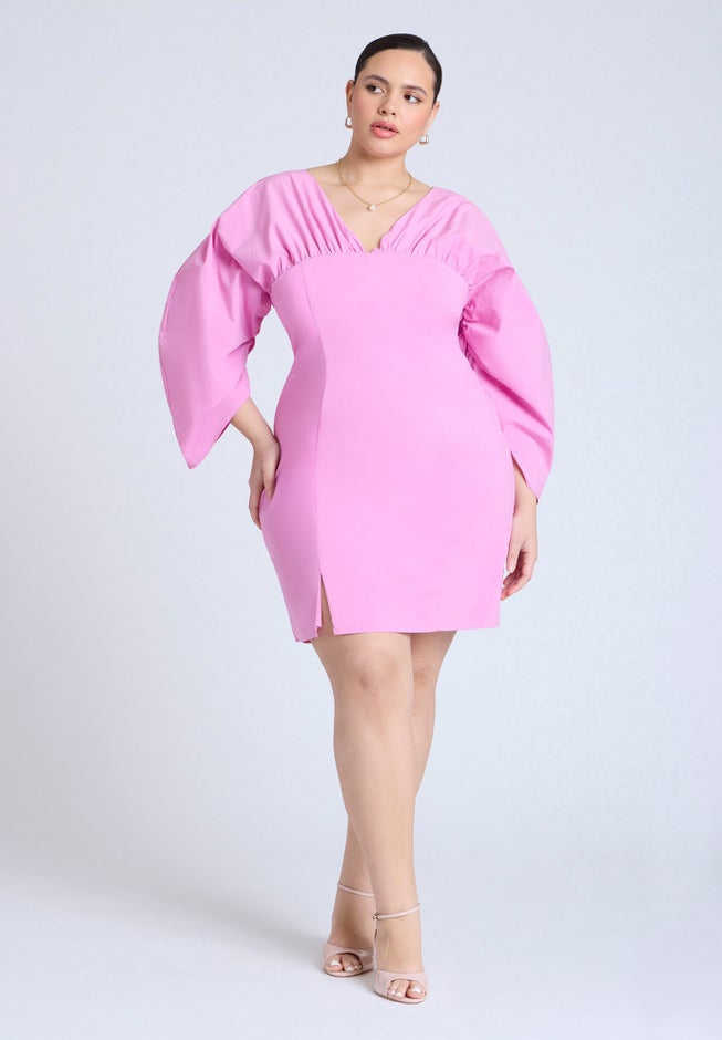 Dramatic Sleeve Poplin Mini Dress image number 1