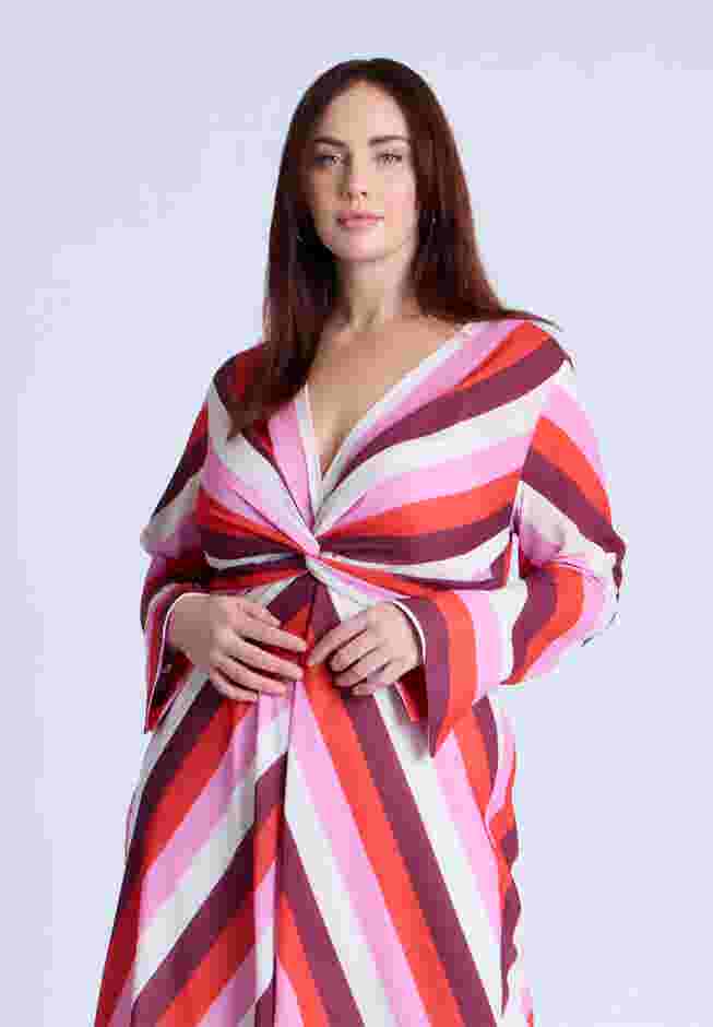 Twist Bodice Stripe Midi Dress image number 3
