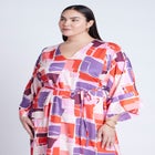 Printed Kimono Dress With Tie image number null