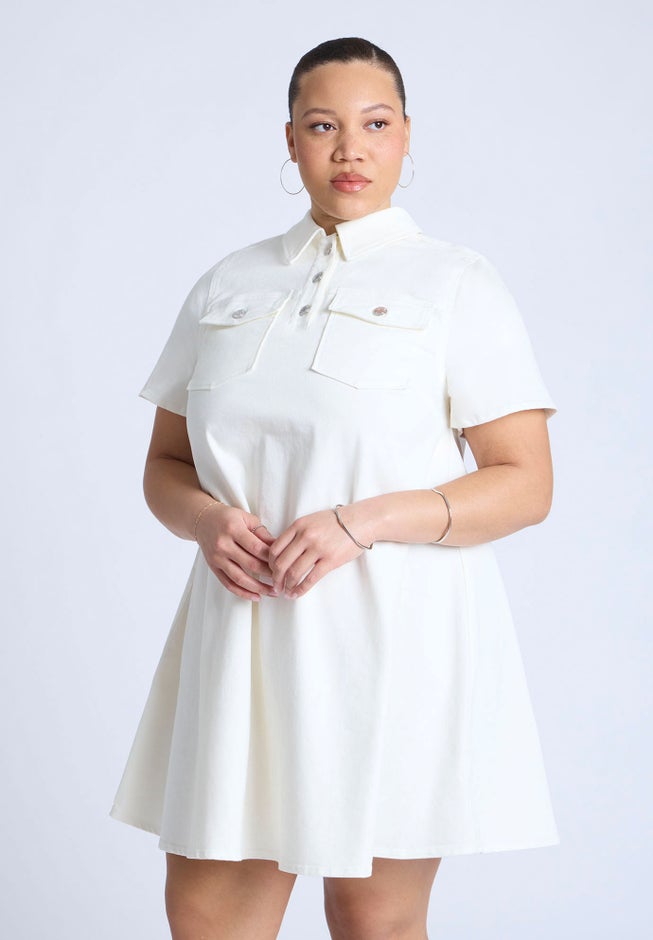 A-Line Denim Mini Dress image number 2