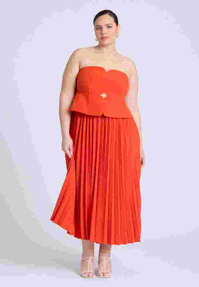 Strapless Pleated Midi Dress image number 1