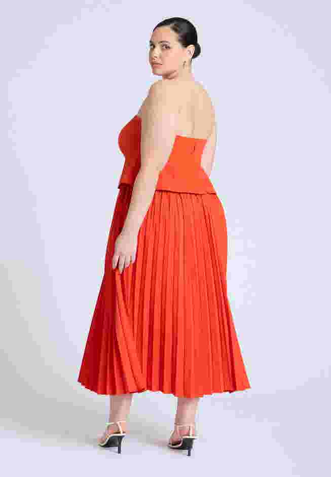 Strapless Pleated Midi Dress image number 2