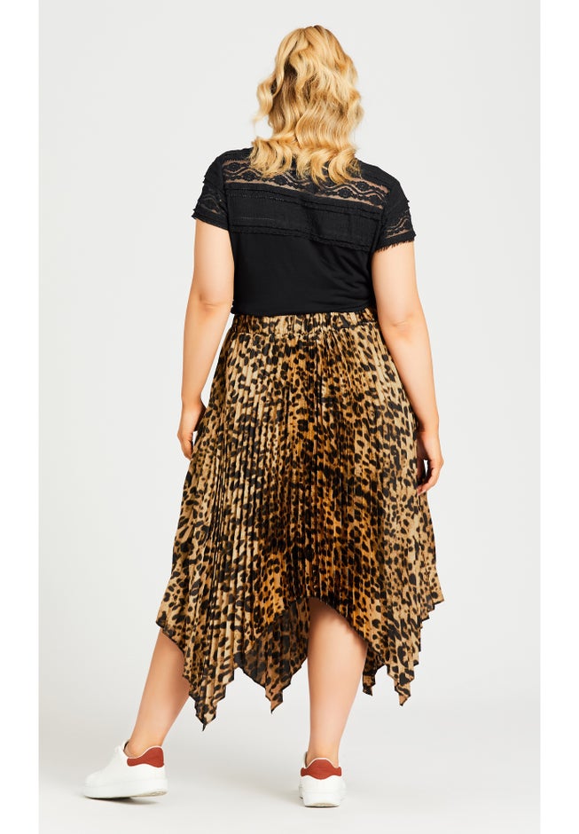 Pleated Print Skirt image number null