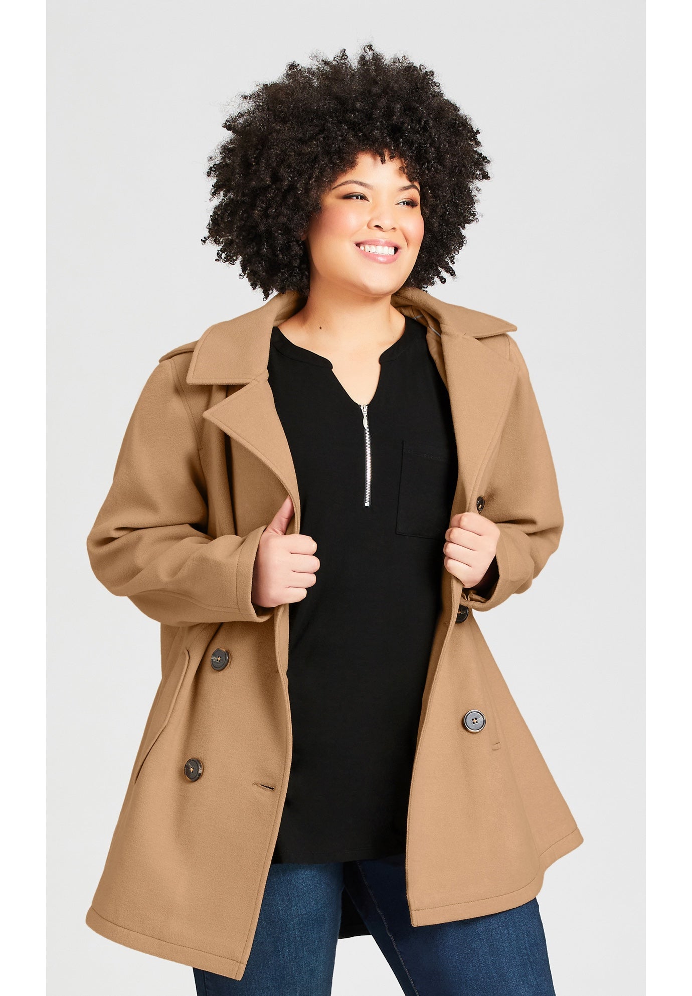 Faux Wool Peacoat image number 3