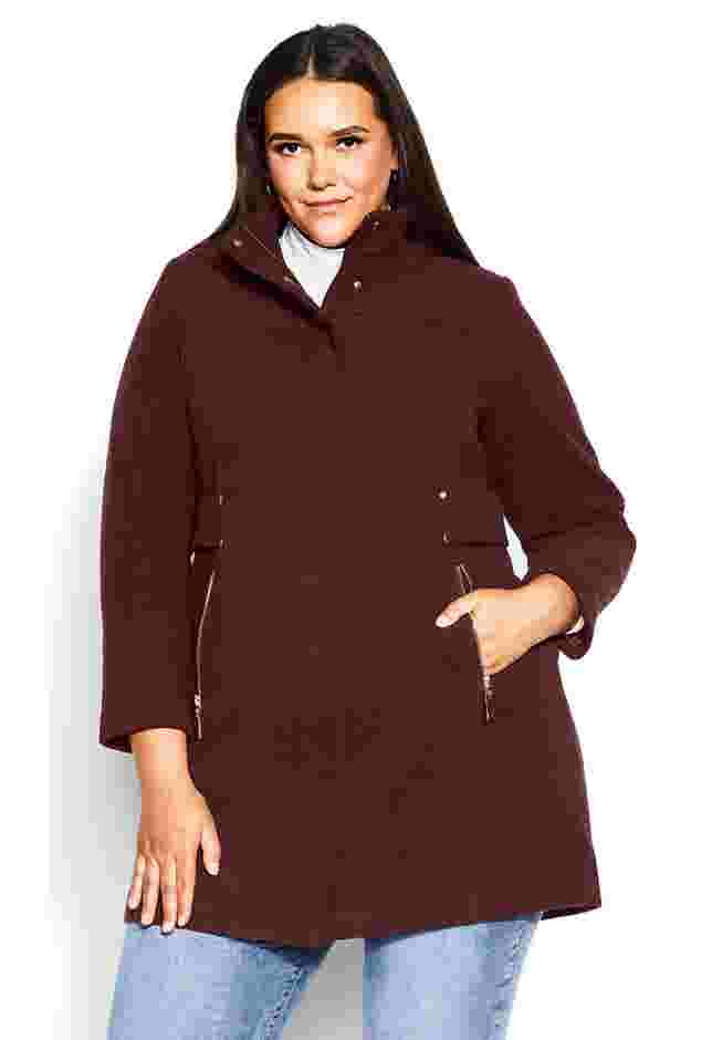 Faux Wool Plain Coat image number 0