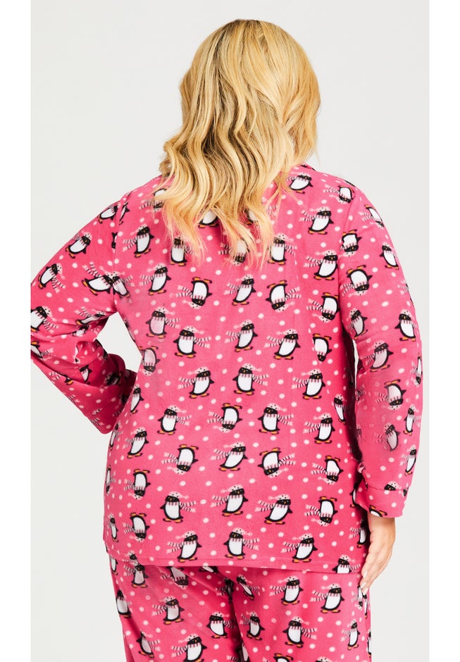 Penguin Button Fleece Sleep Top image number null