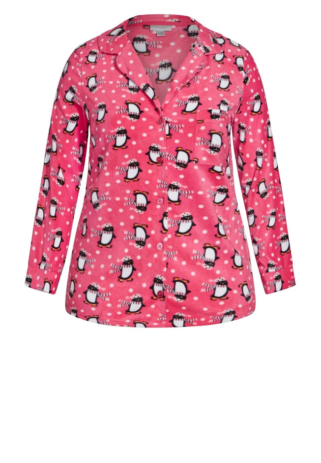 Penguin Button Fleece Sleep Top image number null
