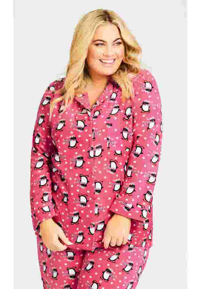 Penguin Button Fleece Sleep Top image number 0