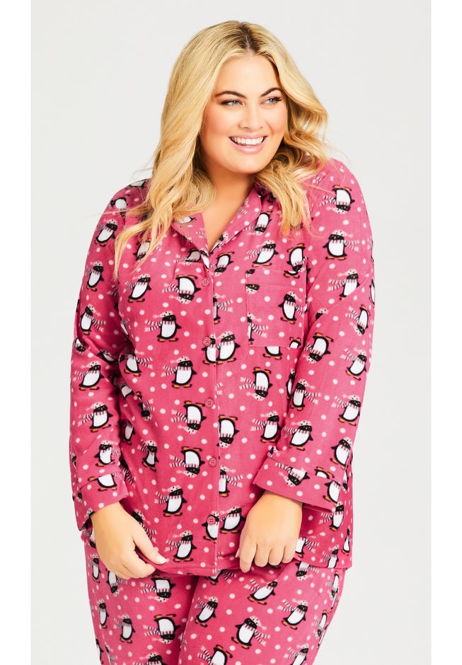 Penguin Button Fleece Sleep Top image number null