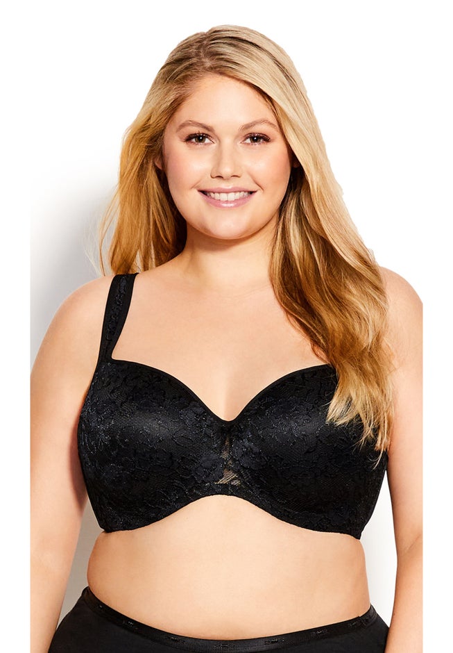 Lace Balconette Bra Contouring Floral Underwire Mesh Stretch Supportive image number 0