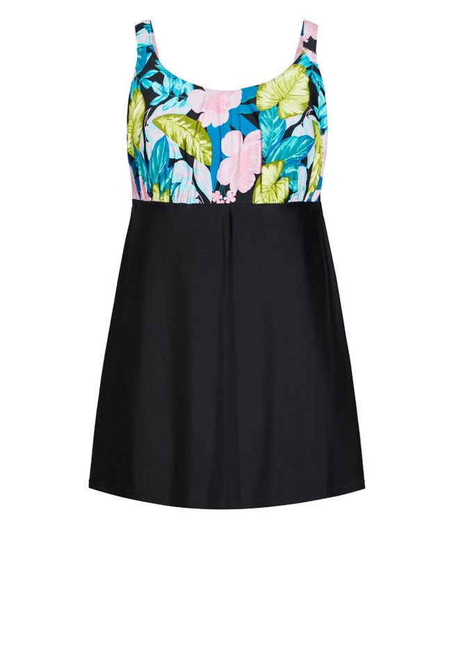 Empire Print Swim Dress image number null