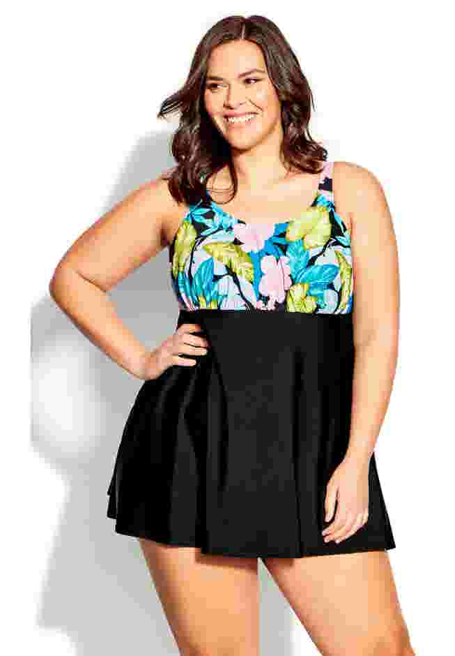 Empire Print Swim Dress image number 3