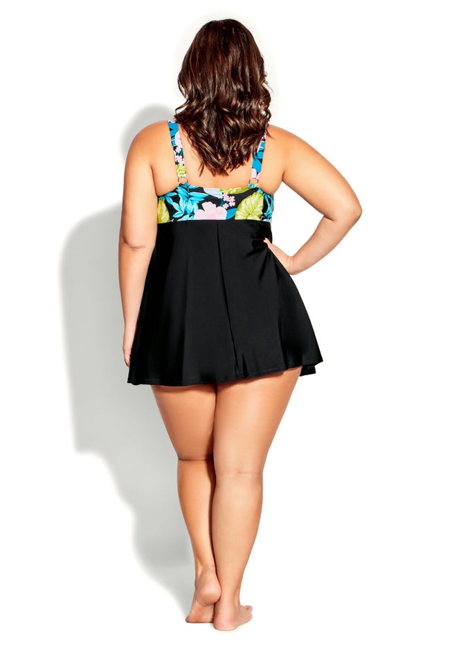 Empire Print Swim Dress image number null