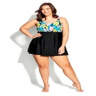 Empire Print Swim Dress image number null