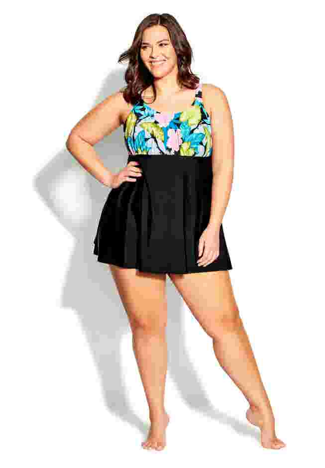 Empire Print Swim Dress image number 0