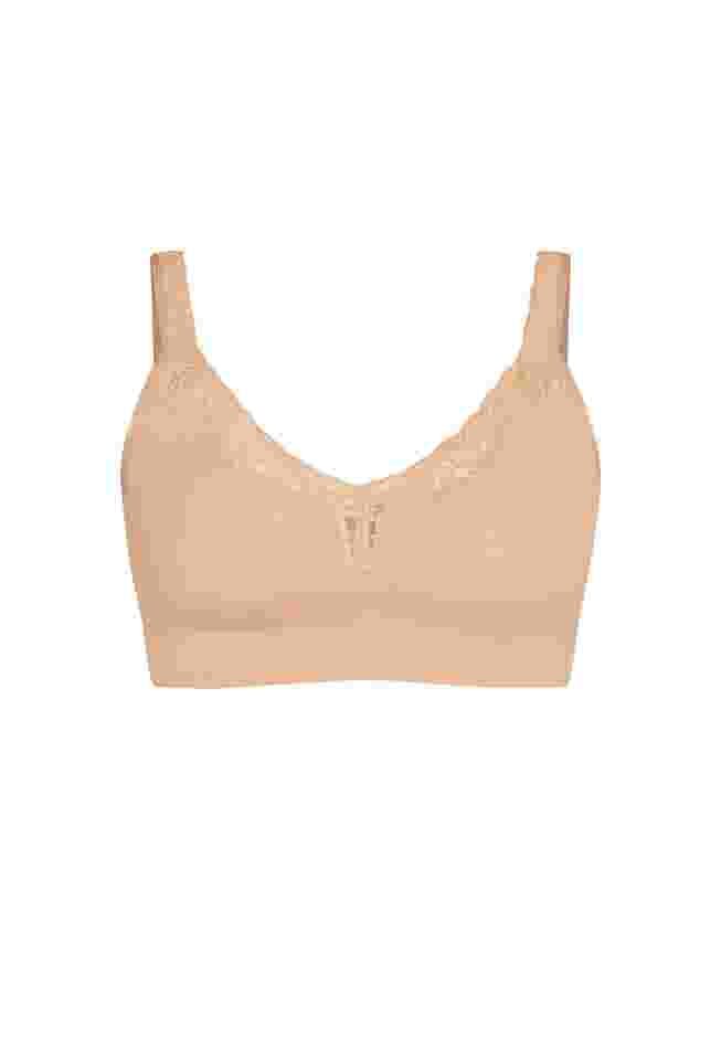 Comfort Cotton Wire Free Lace Bra image number 2