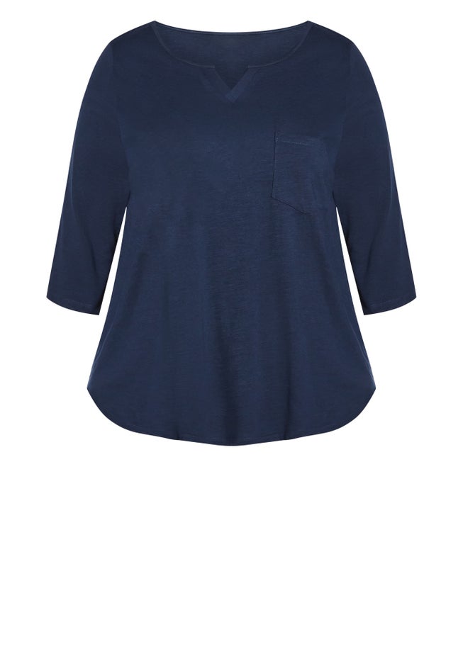 Notch Neck Plain Tee image number null