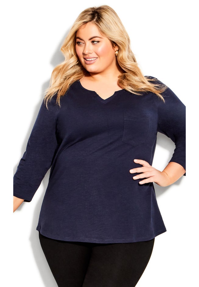 Notch Neck Plain Tee image number null
