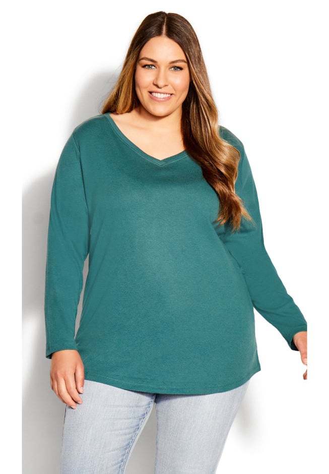 V-Neck Essential Long Sleeve Tee image number 3