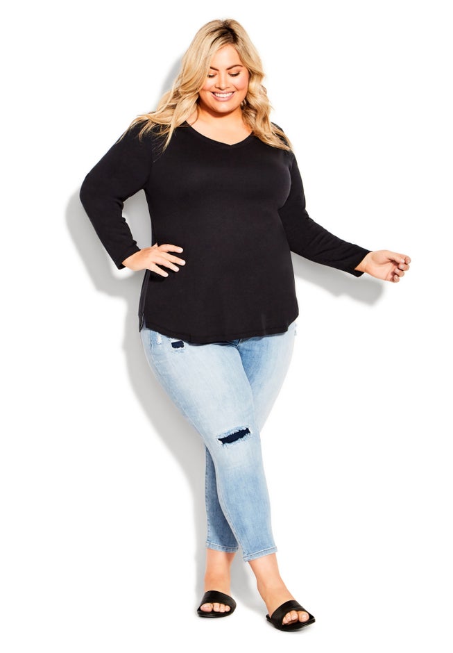 V-Neck Essential Long Sleeve Tee image number 0