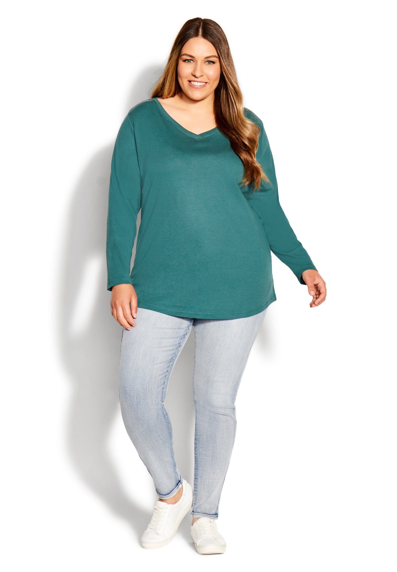 V-Neck Essential Long Sleeve Tee image number 0