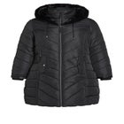 Chevron Faux Fur Hood Long Puffer Coat image number null