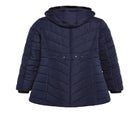 Chevron Faux Fur Hood Long Puffer Coat image number null