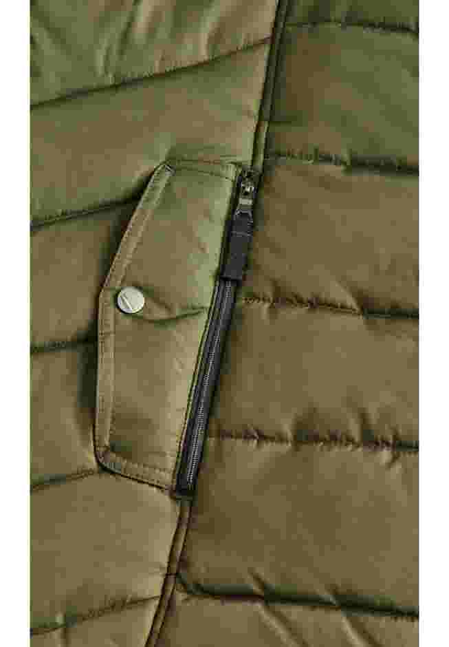 Chevron Faux Fur Hood Long Puffer Coat image number 6