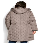 Chevron Faux Fur Hood Long Puffer Coat image number null