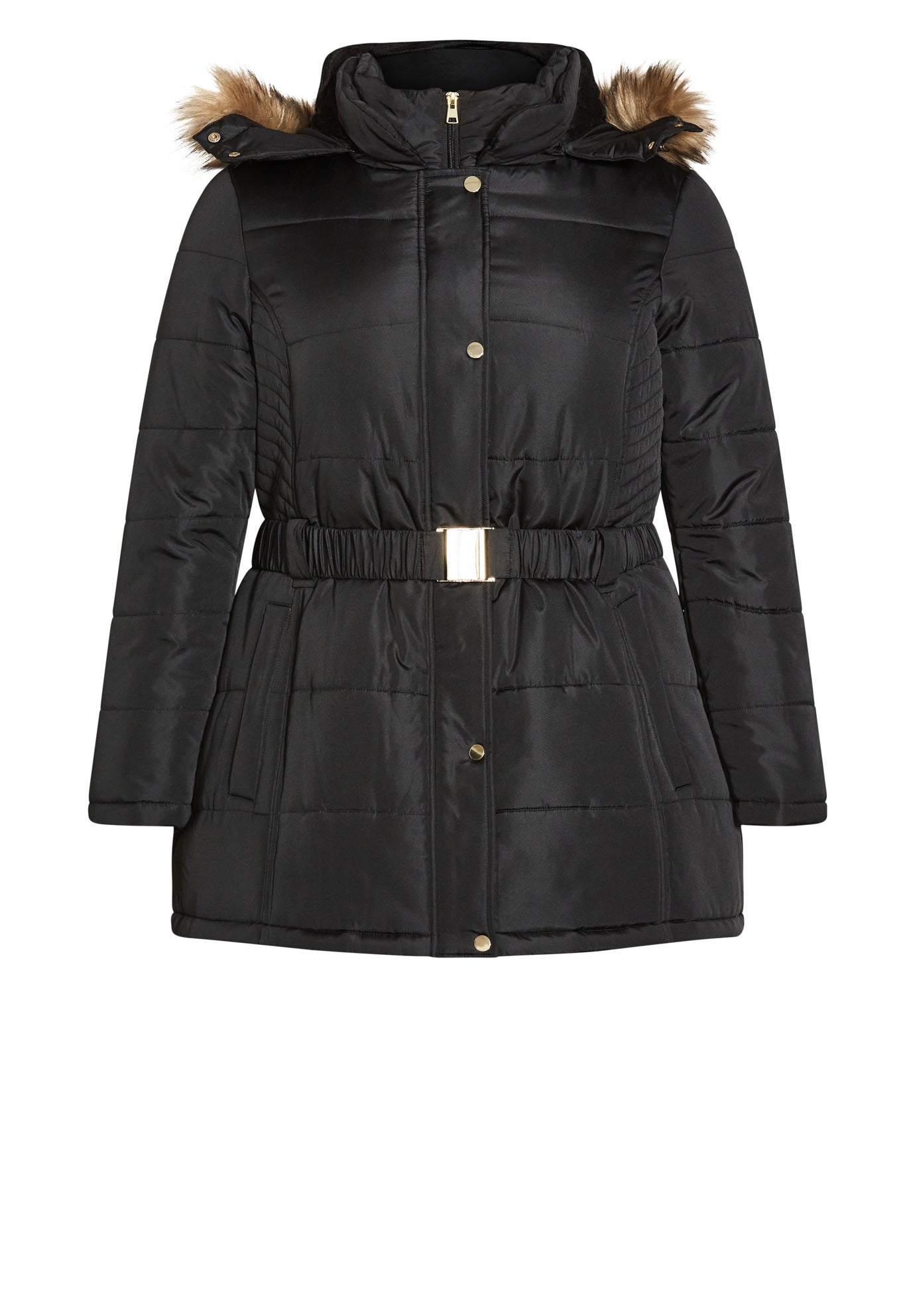 Belted Hood Puffer Coat image number 2