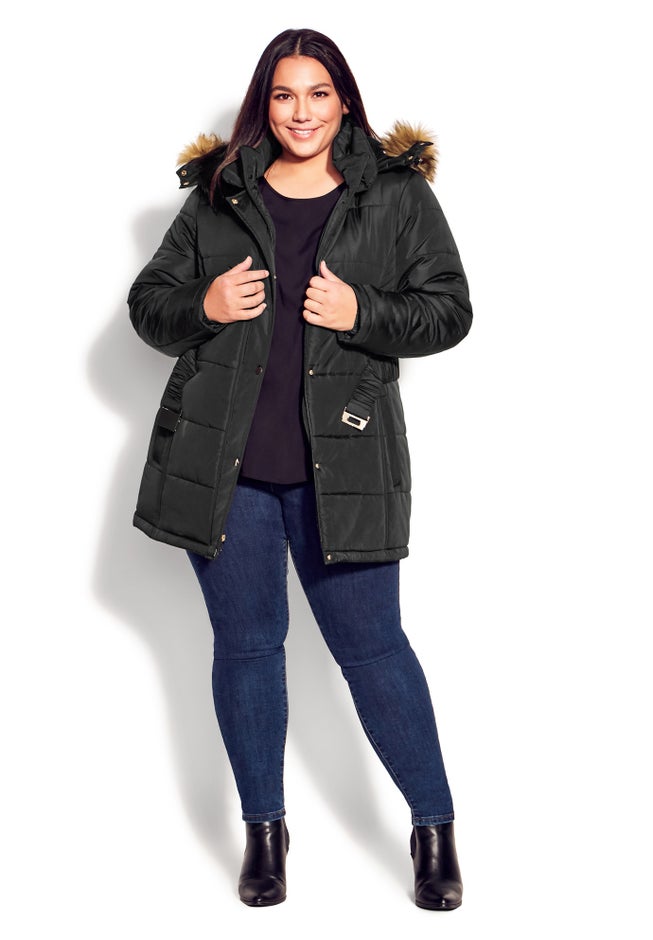 Belted Hood Puffer Coat image number 9