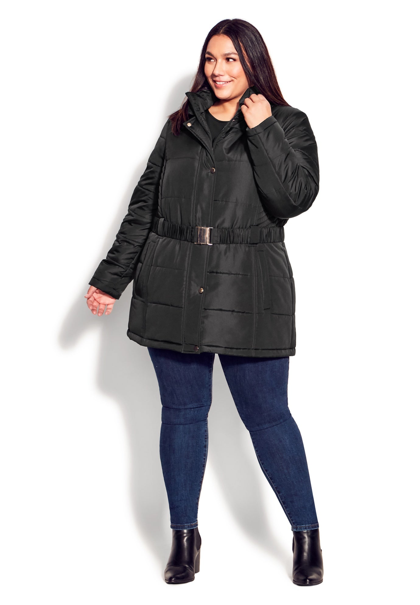 Belted Hood Puffer Coat image number 13