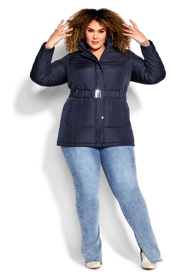 Belted Hood Puffer Coat image number 4