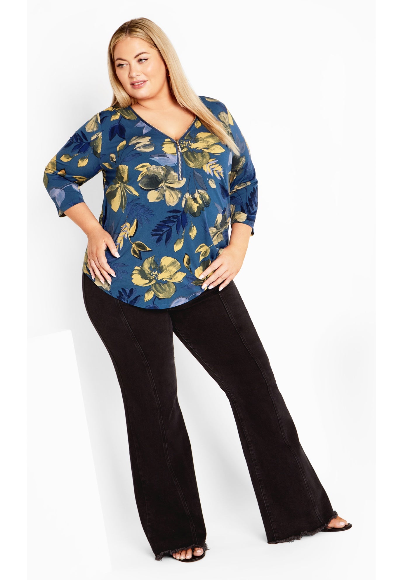 Top Fiona Zip Print image number 1