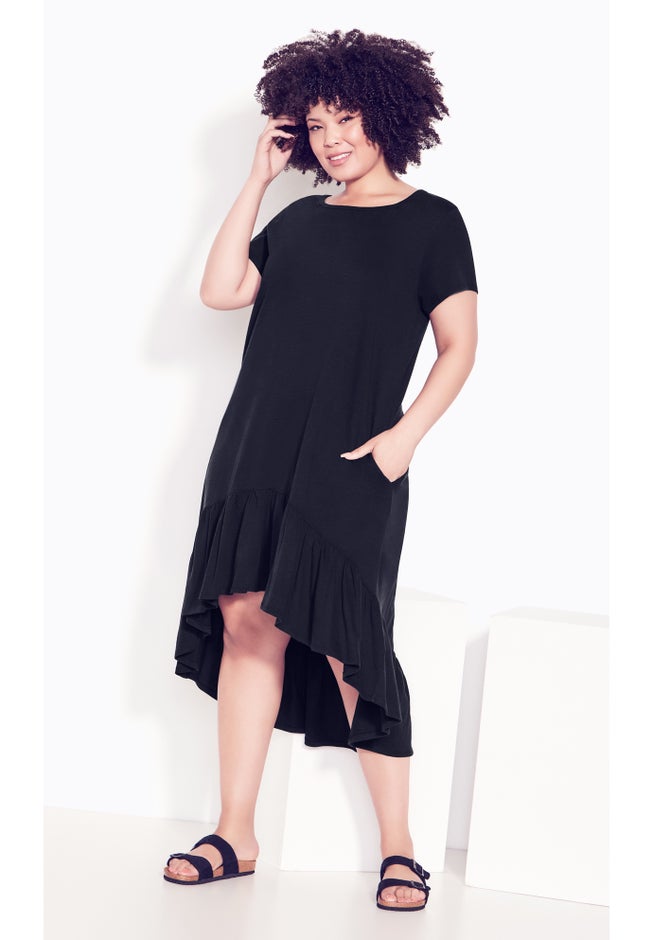 Ella Ruffle Plain Dress image number null