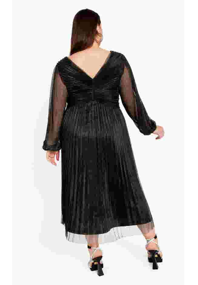 Pleated Plisse Blouson Sleeve Dress image number 1