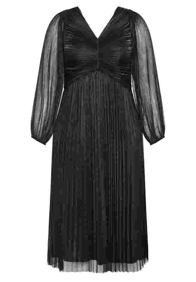 Pleated Plisse Blouson Sleeve Dress image number 3