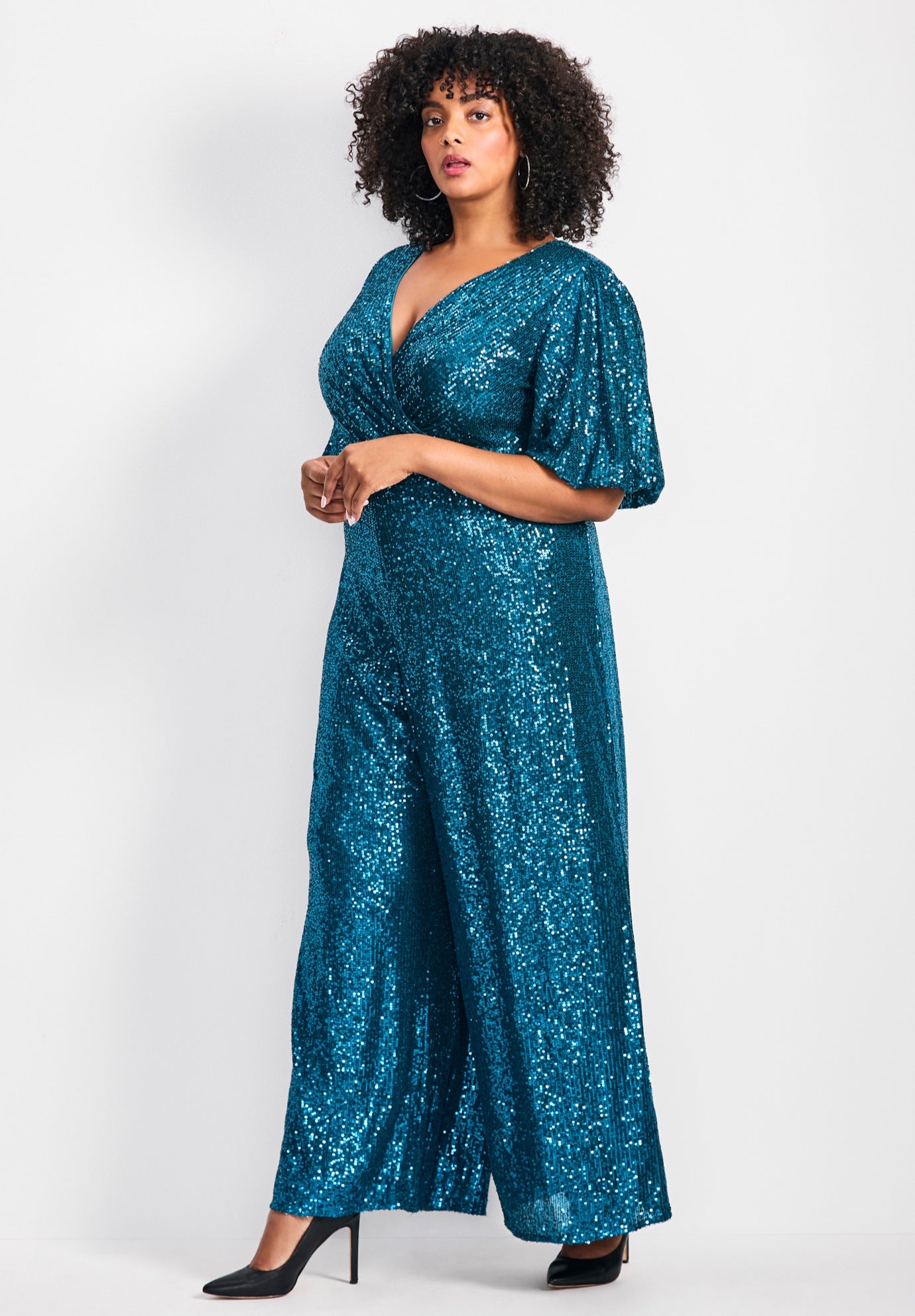 Nada Sequin Puff Sleeve Jumpsuit image number 2