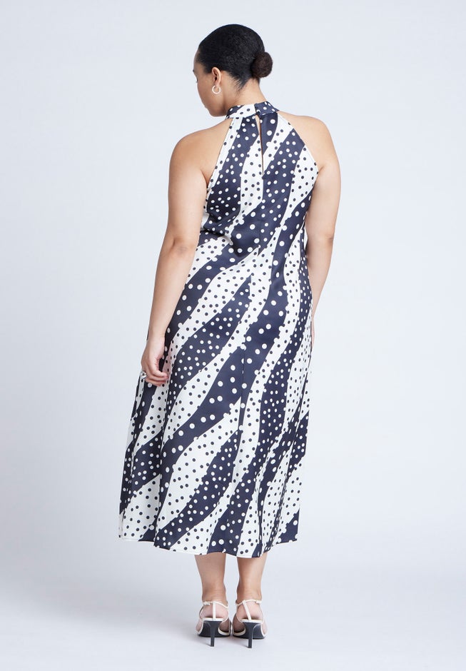 High Neck Bias Printed Maxi Dress image number 1